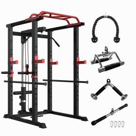 Multi-functional Power Cage, Home Adjustable Pullup Squat Rack 1000Lbs Capacity Comprehensive Fitness Barbell Rack with Gym accessories Multi-functional Power Cage, Home Adjustable Pullup Squat Rack 1000Lbs Capacity Comprehensive Fitness Barbell Rack with Gym accessories